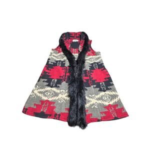 Tasha Polizzi Saddle Blanket Aztec Southwest Vest w/faux fur